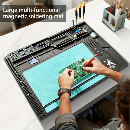 Wholesale Price Silicone/PVC Soldering Mat, Anti-slip Insulation Phone Repair Mat Screw Table Mat Set for Workbench Desk Maintenance Tools Divided Area, Heat Resistant Mat with Magnetic
