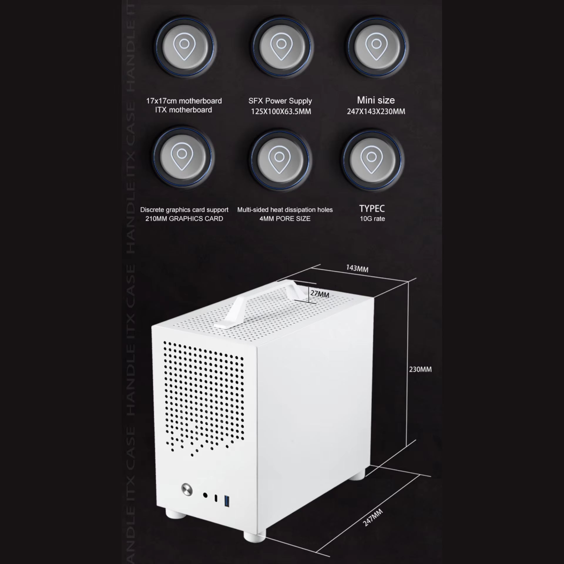 SGCC Portable Desktop Computer Mini Case SFF Small Form Factor Mini-Itx Computer Case