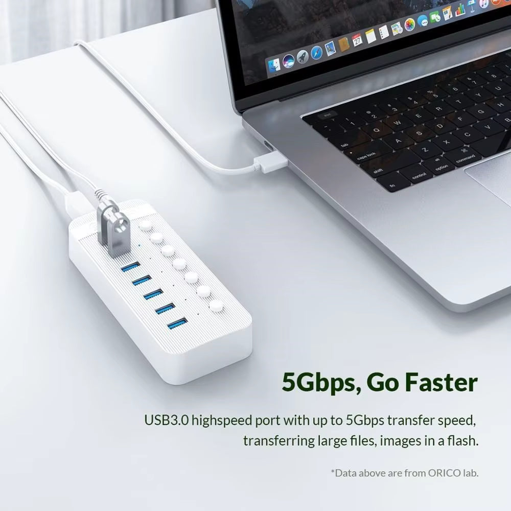 Sub-Brand QIC Industrial USB 3.0 HUB 7 Port 10 Port USB OTG Splitter with 12V Power Adapter Support Charger for Computer