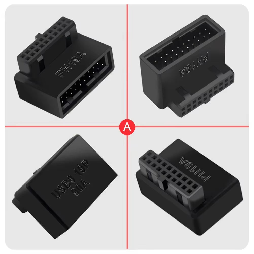 Computer Motherboard Header Adapter USB 3.0 19P/20P 90 Degree Desktop Converter Desktop Computer Accessories